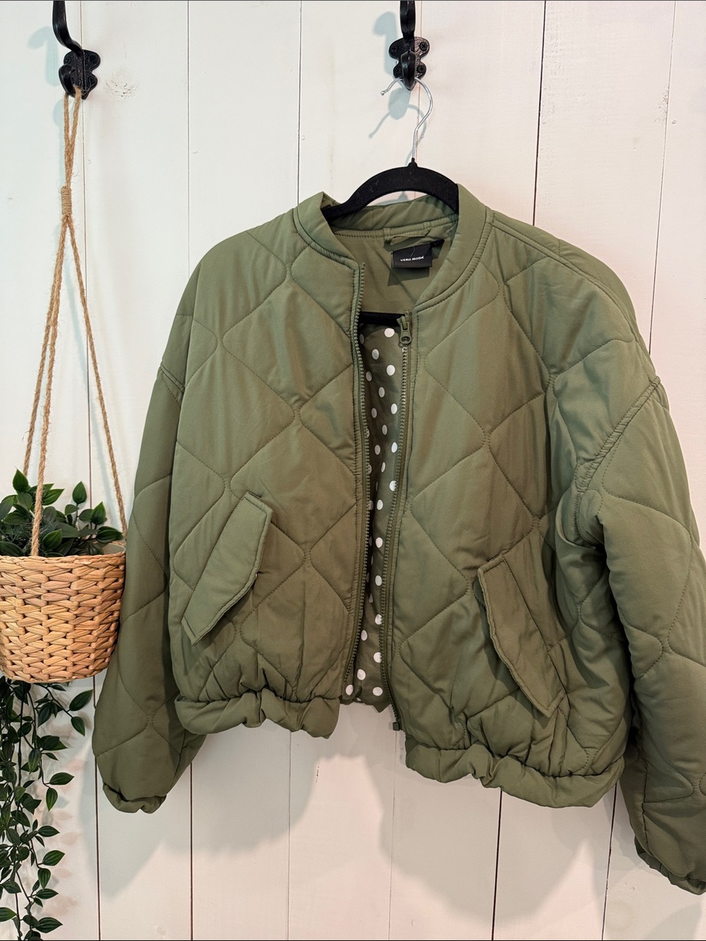 Quilted Olive Bomber Jacket - Women